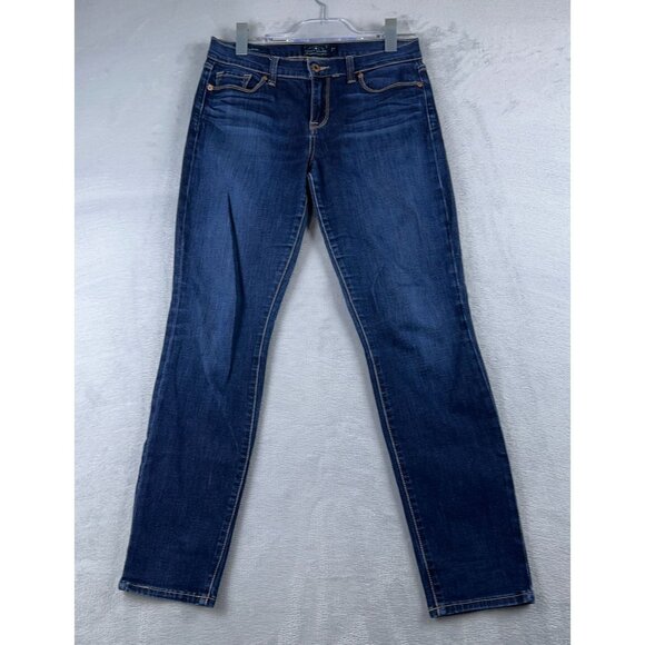 Lucky Brand Skinny Jeans Womens Size 6/28 Handcrafted Mid Rise Dark Wash Blue - Picture 1 of 13